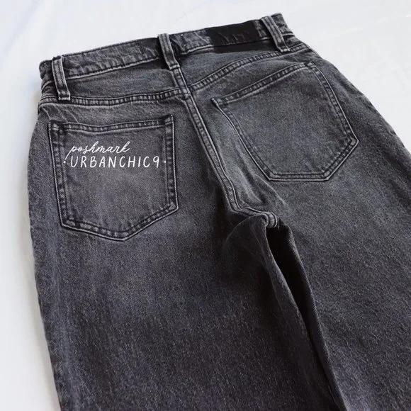 NWT ABERCROMBIE Curve Love 90s High Rise Straight Jean Gray Side Slit size 27 - Picture 12 of 14